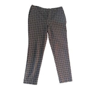 Chico's Pants Women 0.5 Brown White Geometric Medallion Slim Trousers 0.5R
